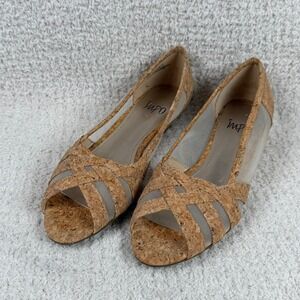 Impo Ramyia‎ Cork Mesh Peep Toe Wedge Flats Women Size 7